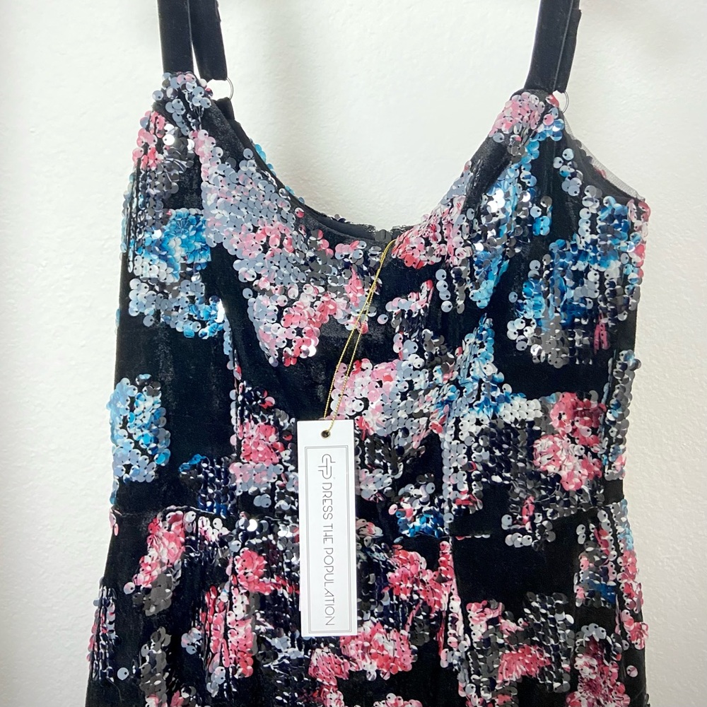 Your spring party dress! Sequin floral pattern mini from Dress the Population.